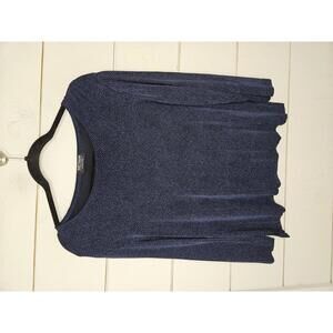 Vintage 90s Softwear by Mark Singer Petite XL blue & black print stretchy top